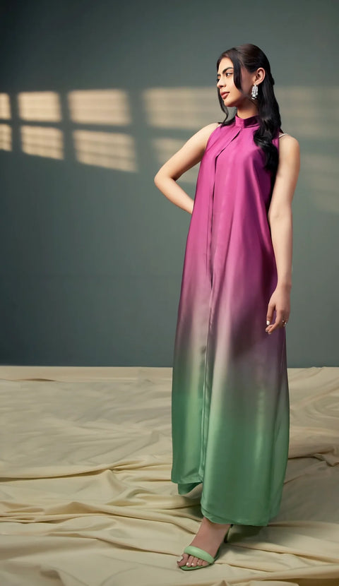 Beautiful Trending Ombré Double Tone Digital Printed 2 Pc Dress 👗