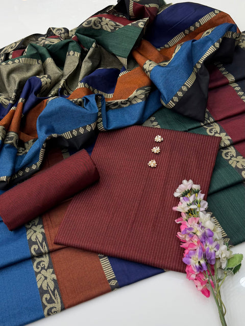 🔥 ONLY #1850/-Pkr Embrace The Elegance of Mid Season Multani Khaadi Soosi 3 PC 👗