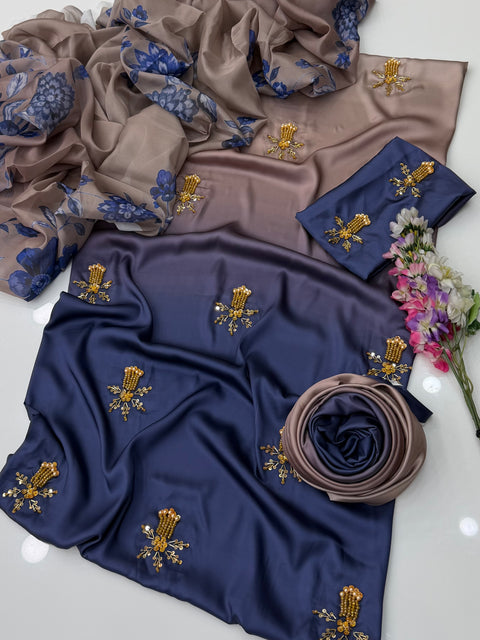 💕 #MOST #VIRAL OMBRE BEADS WORK SILK 3 PC Dress 👗