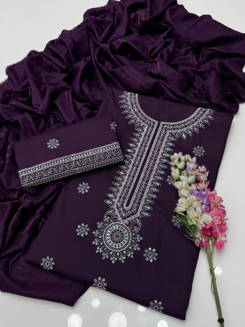 Handmade Style Chikankari Sequence Embroidery 🧵3 Pc Dress 👗