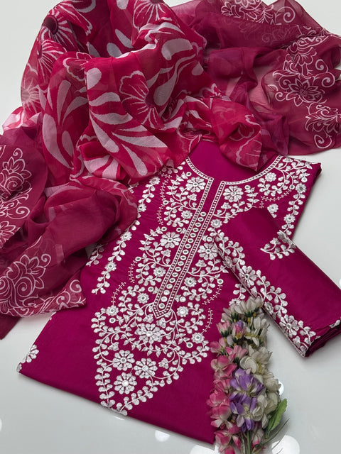 Handmade Style Unique Thread Embroidery 🧵 Lawn 3 Pc Dress 👗