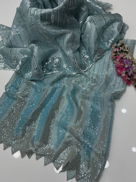 Sheesha Silk Fancy Sequence Pearls Cut Dana Heavy Work 2 Pcs Dress