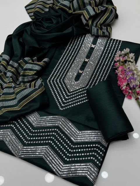 🔥 #WINTER’s Boutique Style Fancy Sequence Embroidery Soosi 3 PC Dress 👗