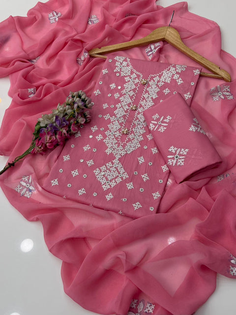 🔥 Handmade Sindhi Tanka Embroidery 🧵 With Sheesha Work Pure Lawn 3 Pc Dress 👗