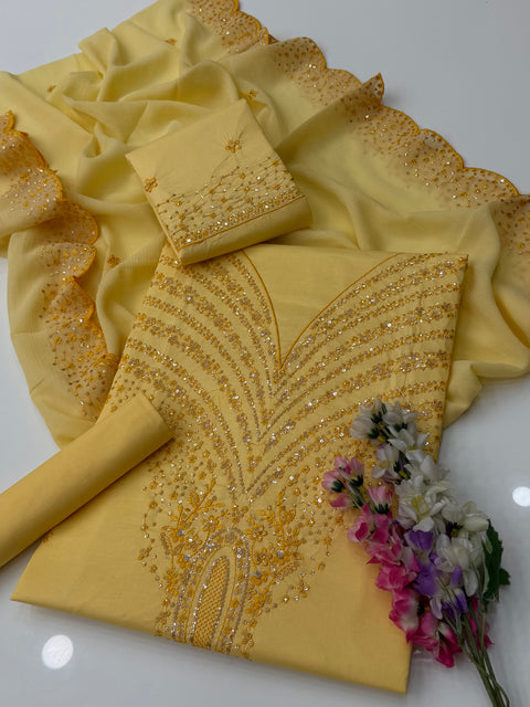 💕 Fancy Beautiful Outfit Bareeze Sequence Embroidery 🪡 Lawn 3 PC Dress 👗