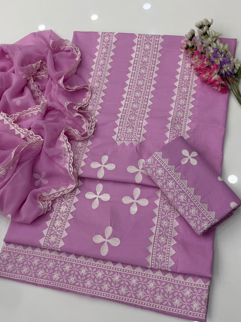 🔥 Most Demanded Applique & Cross Stitch Embroidery 🧵 Lawn 3 Pc Dress 👗