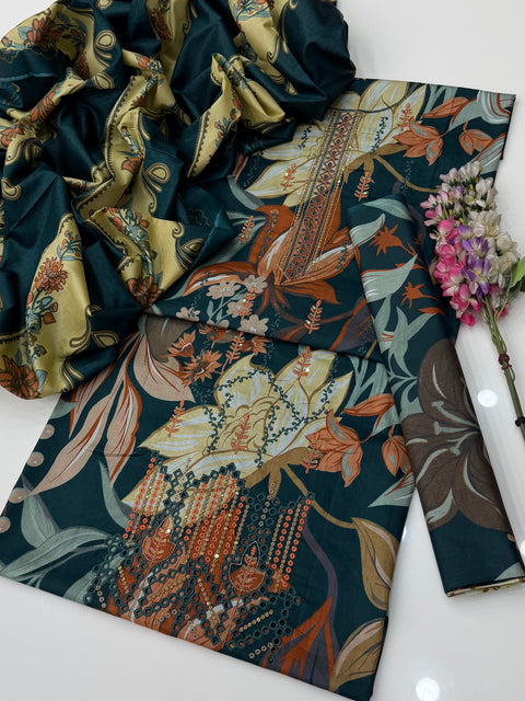 Beautiful Galla Daman Chikankari Embroidery 🧵 Lawn 3 PC Dress 👗