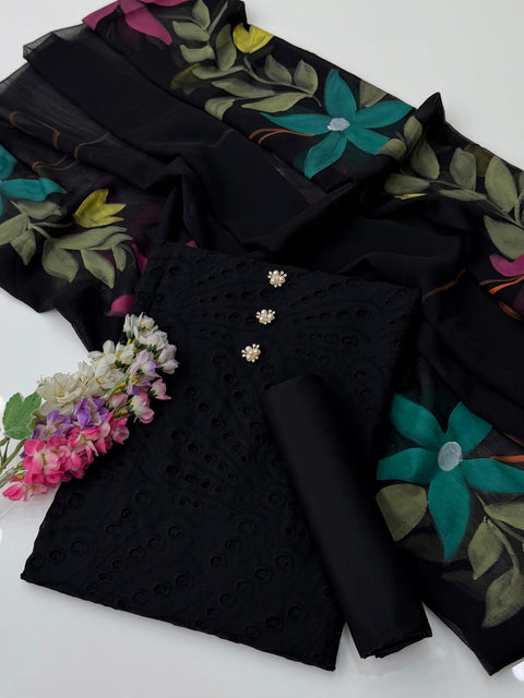 💕 #BLACK #CHIKANKARI 3PC 💕
