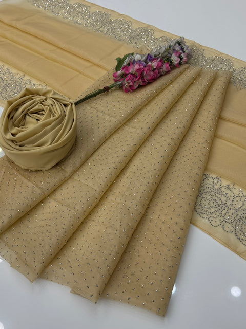 Party Wear Beautiful Stone Work Pure Organza Allover 3 Pc 👗