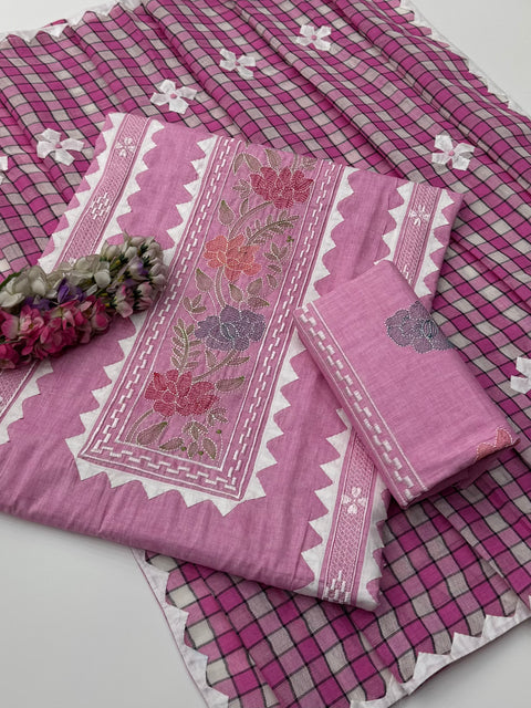 Beautiful Handmade Kacha Tanka & Tarkashi Work With Applique Ralli Work 3 Pc Dress 👗