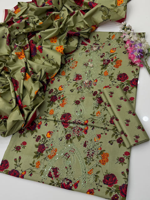 💕 ONLY 2650/-PKR #CHIKANKARI #LINEN 3 PC 👗