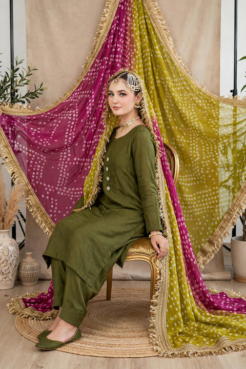 💕 #TRENDING #CHUNRI MEDIUM SILK 3 PC 💕