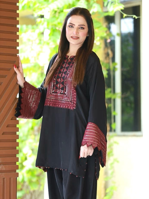 Boutique Style Fancy Sequence Zaari Embroidery Soosi 3 PC Dress 👗