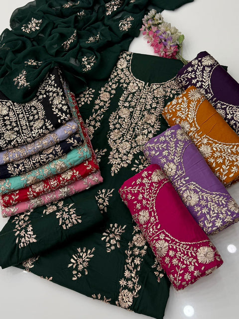 💕 Handmade Traditional Goota Work Embroidery 🧵 Pure Lawn 3 PC Dress 👗