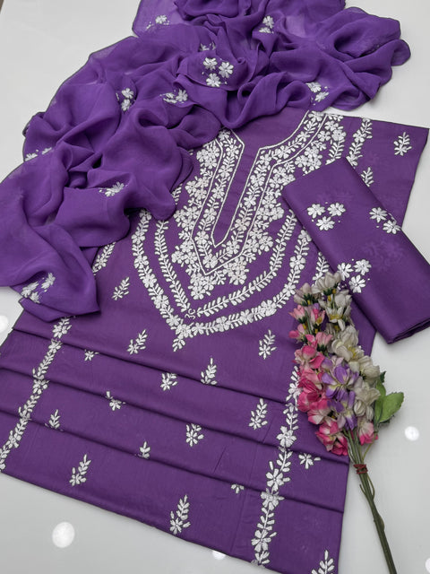 Handmade Pakka Tanka Embroidery 🪡 With Sheesha 🪞 Work Pure Lawn 3 Pc Dress 👗