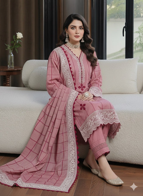 🔥 WINTER’s Beautiful Handmade Cross Stitch Tanka With Applique Ralli Work 3 Pc Dress 👗