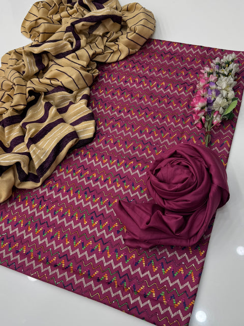 🔥#WINTER’s Beautiful & Elegant Style Dhanak Bareeze Embroidered 3 PC  👗