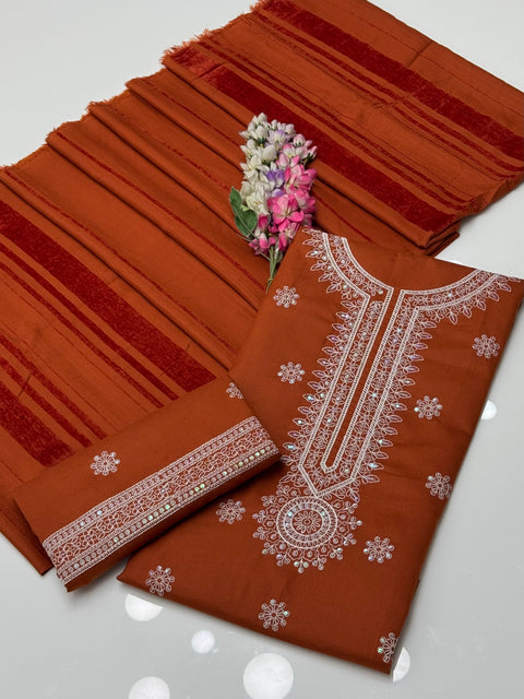 Handmade Style Chikankari Sequence Embroidery 🧵3 Pc Dress 👗