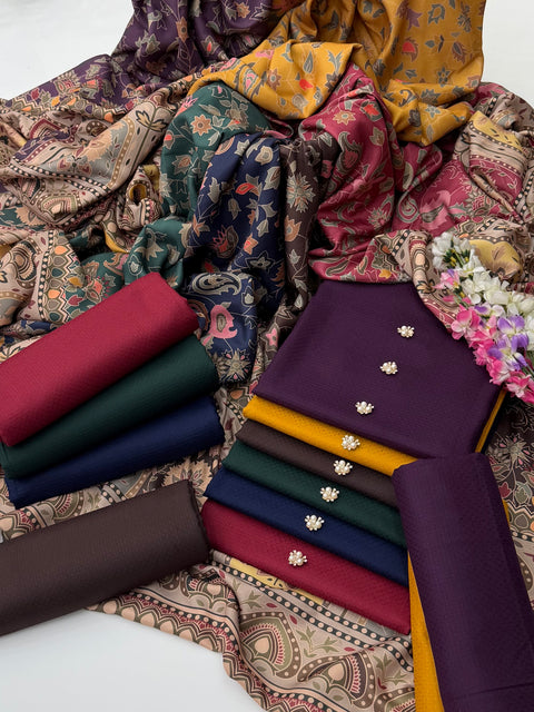💕 #WINTER’s #Kalamkari Shawl With Dhanak 3PC 💕