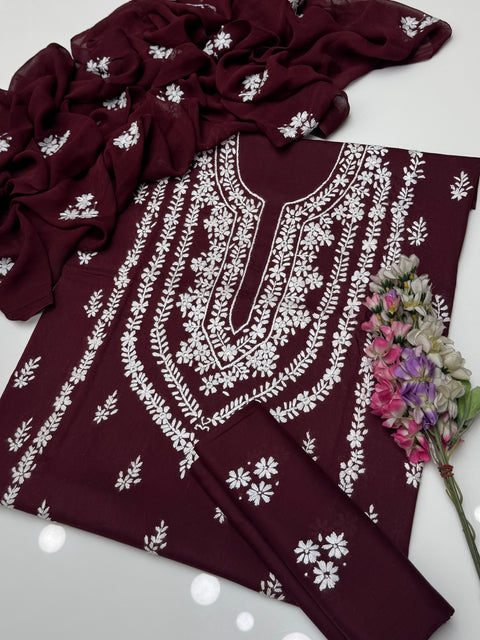 Handmade Pakka Tanka Embroidery 🪡 With Sheesha 🪞 Work Pure Lawn 3 Pc Dress 👗