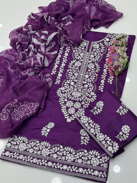 Handmade Style Unique Thread Embroidery 🧵 Lawn 3 Pc Dress 👗