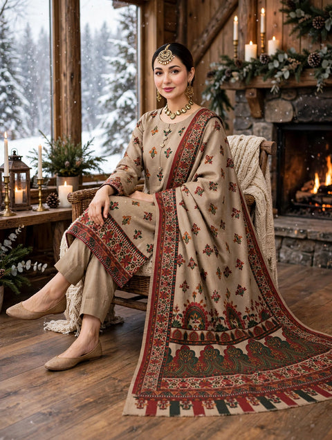🔥#KALAMKARI #PASHMINA 3PC DRESS 👗