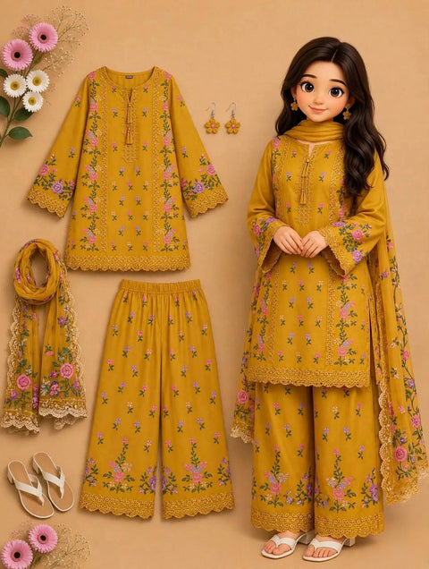 💕 Chikankari & Cross Stitch Sequence Embroidery 🧵 Viscose 3 PC Dress 🔥