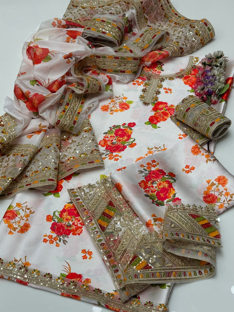 💕 #ETHNIC Beautiful Fancy Embroidered Shamooz Silk 3 PC