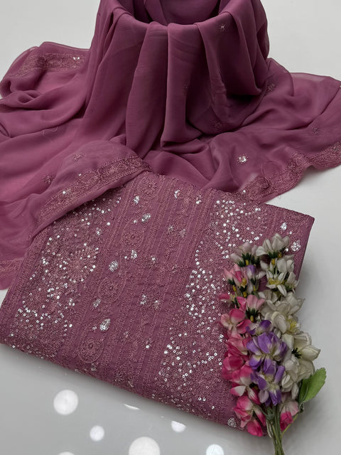 Fancy Chikankari And Sequence Work Embroidery 🧵 Soft Chiffion 2 Pc Dress 👗