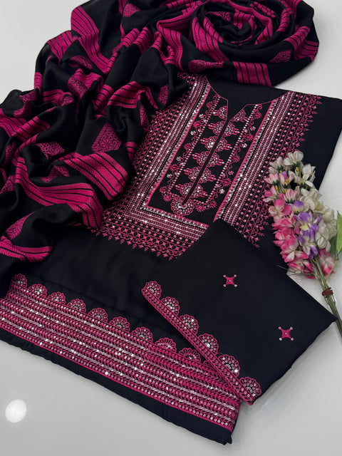 Boutique Style Fancy Sequence Zaari Embroidery Soosi 3 PC Dress 👗