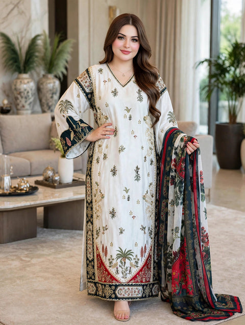 💕 #Trending Fancy Kaftan Style Embroidered Silk 3 Pc 💕