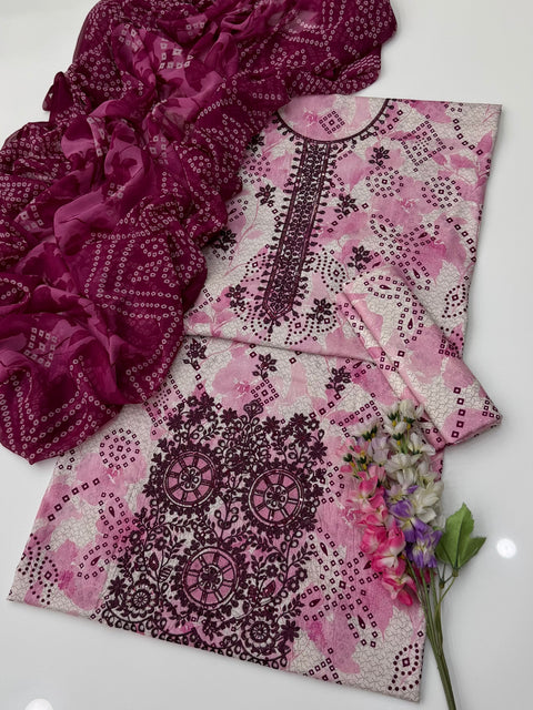 🔥 Beautiful Boutique Style Chikankari Embroidery 🧵 Digital Printed Pure Lawn 3 PC Dress 👗