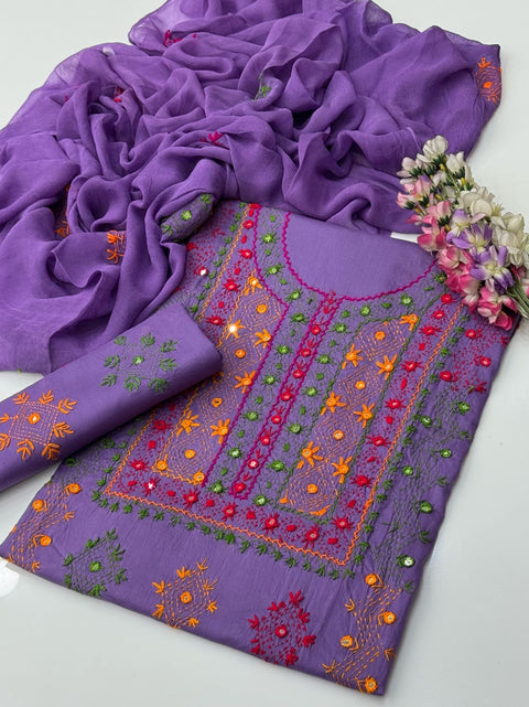 Handmade Afghani Pasham Embroidery 🧵 Lawn 3 Pc Dress 👗