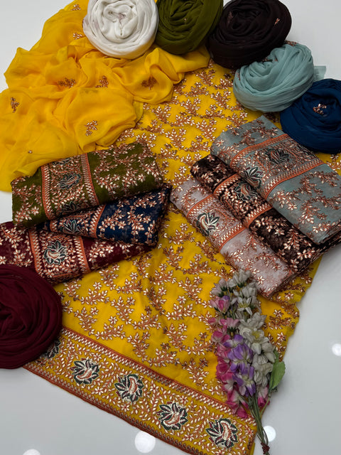 Handmade Goota Style Thread Embroidery 🧵 Soft Chiffion Shirt Duppata 2 Pc 👗