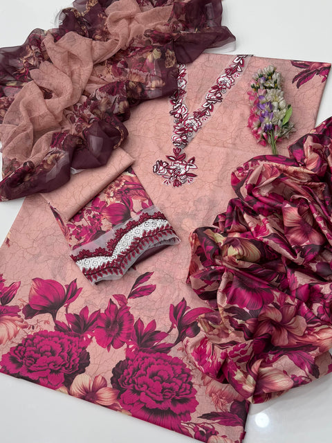 🔥 Sapphire & Baroque Brand Pure Lawn Embroidery 🪡 3 PC Dress 👗