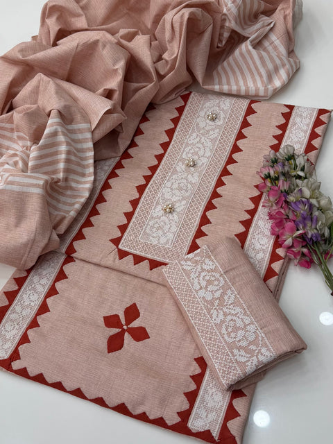 🔥 #WINTER’s Beautiful Handmade Style Cross Stitch Applique Soft Khaddar 3 Pc Dress 👗