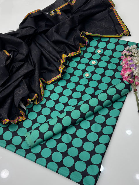 💕 Branded Hit Codes Digital Printed Premium Linen 3 Pc 👗