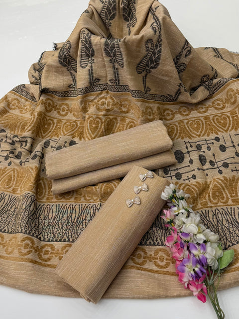 💕 #LUXURY #LEATHER PEACH PASHMINA 3 PC 👗